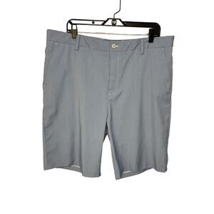 Ashworth blue white patterned golf athletic flat front shorts men's size 38W
